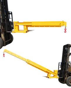 Showing forklift extensions, hooks, and platforms from Palco materials handling equipment supplier.