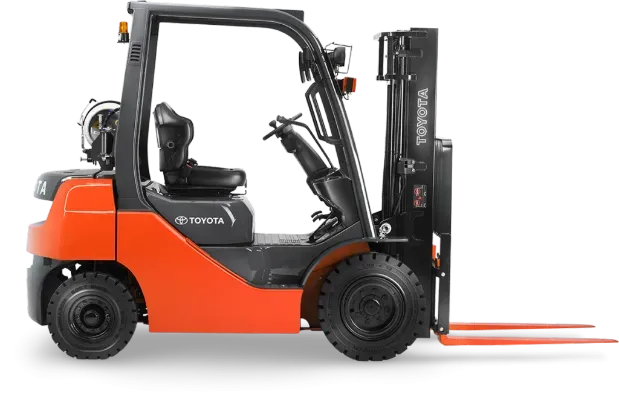 Showing Toyota Forklift for sale with pneumatic options for heavy loads from Palco Supply in Vancouver area.